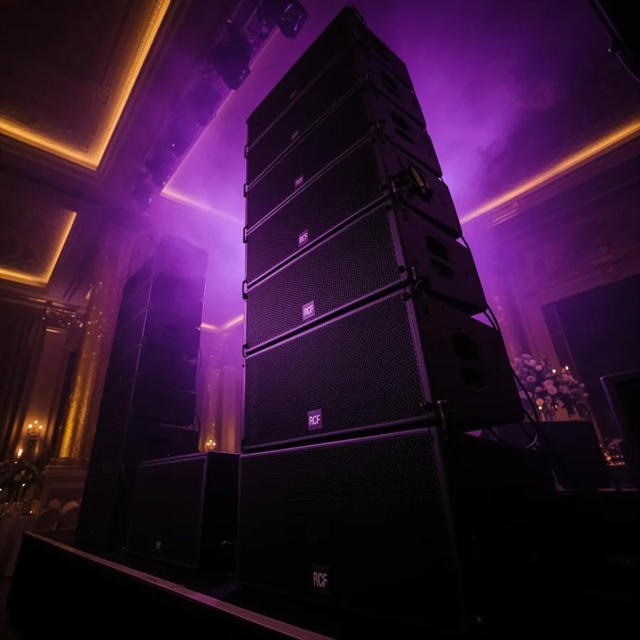 Sound system with violet uplighting
