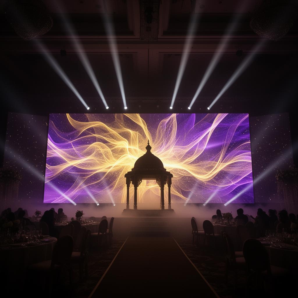 Custom LED wall backdrop behind a wedding stage